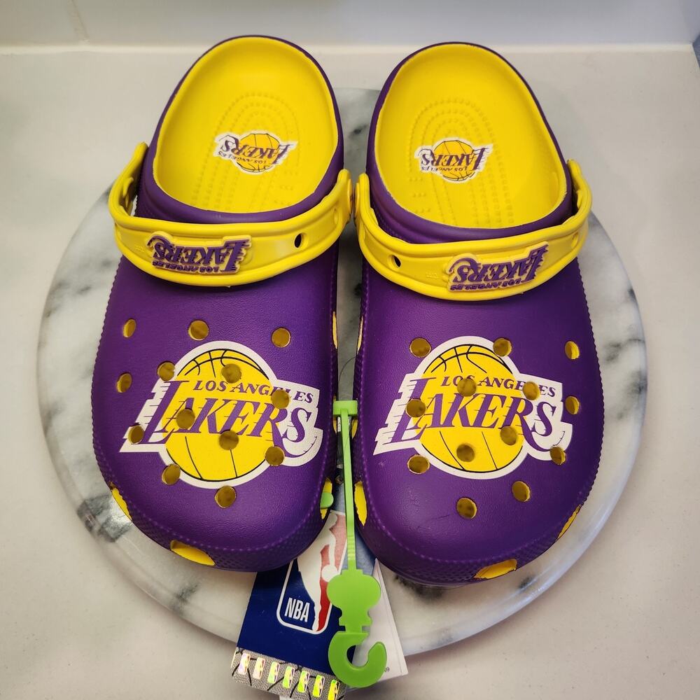 Crocs Los Angeles Lakers NBA Classic Clogs Purple Gold Men's 6 Women's 8 NWT